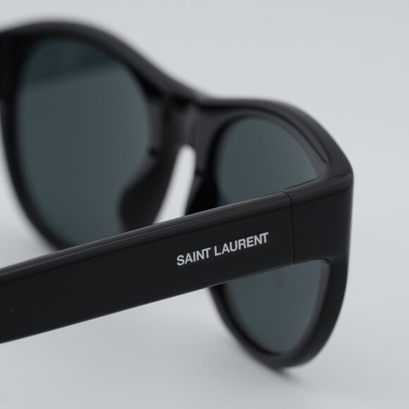 Saint Laurent SL 798 MAXIME 001 Sunglasses Black Oval Frame, Grey Lenses main image 7